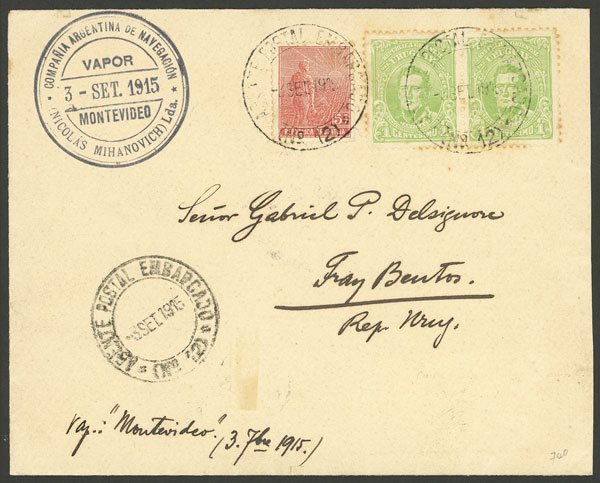 Lot 236 - Uruguay postal history - Guillermo Jalil - Philatino Auction #1937 WORLDWIDE + ARGENTINA: special September auction Lot 236 - Uruguay postal history - Guillermo Jalil - Philatino Auction #1937 WORLDWIDE + ARGENTINA: special September auction
