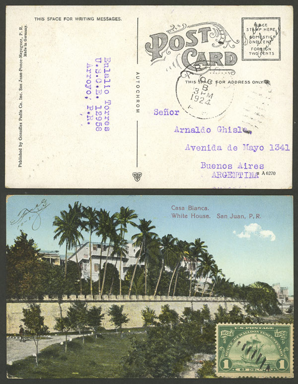 Lot 209 - Puerto Rico postal history - Guillermo Jalil - Philatino Auction #1937 WORLDWIDE + ARGENTINA: special September auction Lot 209 - Puerto Rico postal history - Guillermo Jalil - Philatino Auction #1937 WORLDWIDE + ARGENTINA: special September auction