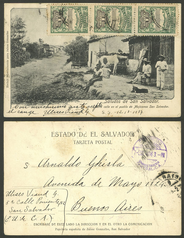 Lot 212 - el salvador postal history - Guillermo Jalil - Philatino Auction #1937 WORLDWIDE + ARGENTINA: special September auction Lot 212 - el salvador postal history - Guillermo Jalil - Philatino Auction #1937 WORLDWIDE + ARGENTINA: special September auction