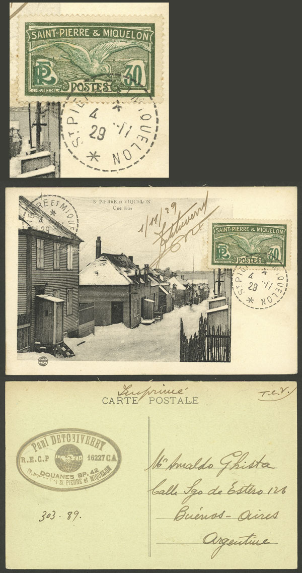Lot 213 - st. pierre et miquelon postal history - Guillermo Jalil - Philatino Auction #1937 WORLDWIDE + ARGENTINA: special September auction Lot 213 - st. pierre et miquelon postal history - Guillermo Jalil - Philatino Auction #1937 WORLDWIDE + ARGENTINA: special September auction