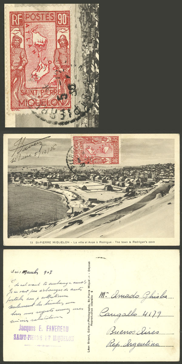 Lot 215 - st. pierre et miquelon postal history - Guillermo Jalil - Philatino Auction #1937 WORLDWIDE + ARGENTINA: special September auction Lot 215 - st. pierre et miquelon postal history - Guillermo Jalil - Philatino Auction #1937 WORLDWIDE + ARGENTINA: special September auction