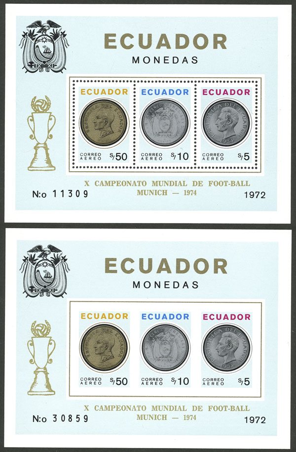 Lot 1655 - Ecuador souvenir sheets -  Guillermo Jalil - Philatino Auction # 2141 WORLDWIDE + ARGENTINA: General November auction