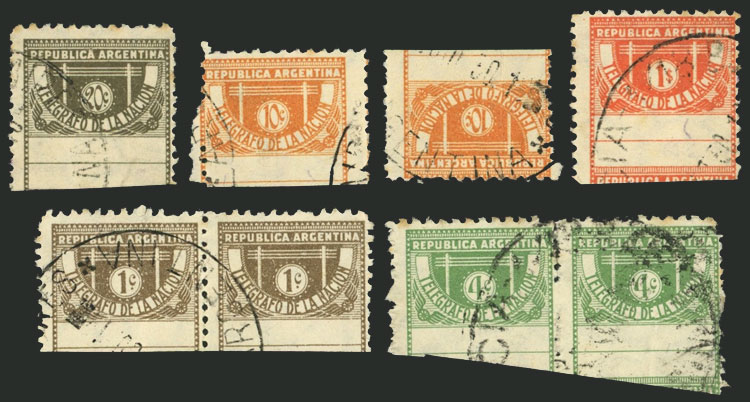 Lot 1230 - Argentina telegraph stamps -  Guillermo Jalil - Philatino Auction # 2147 ARGENTINA: 