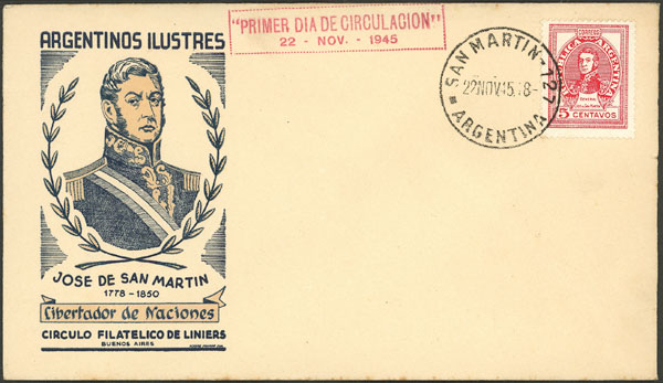 Lot 708 - Argentina general issues -  Guillermo Jalil - Philatino Auction # 2148 ARGENTINA: General auction with very interesting material