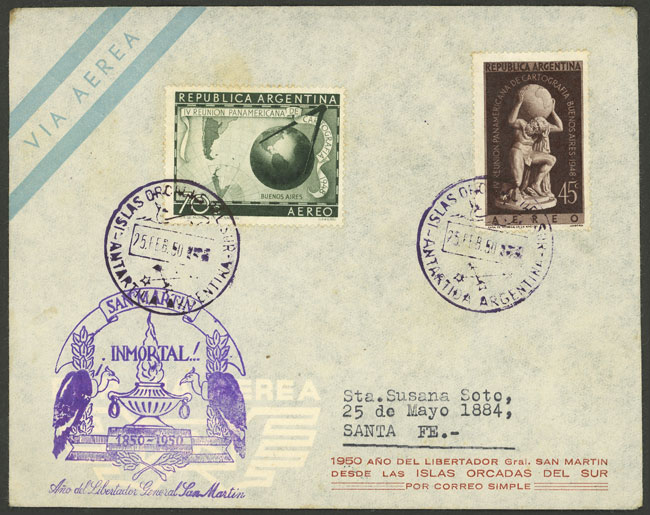 Lot 12 - ARGENTINE ANTARCTICA - ORCADAS DEL SUR postal history -  Guillermo Jalil - Philatino Auction # 2148 ARGENTINA: General auction with very interesting material