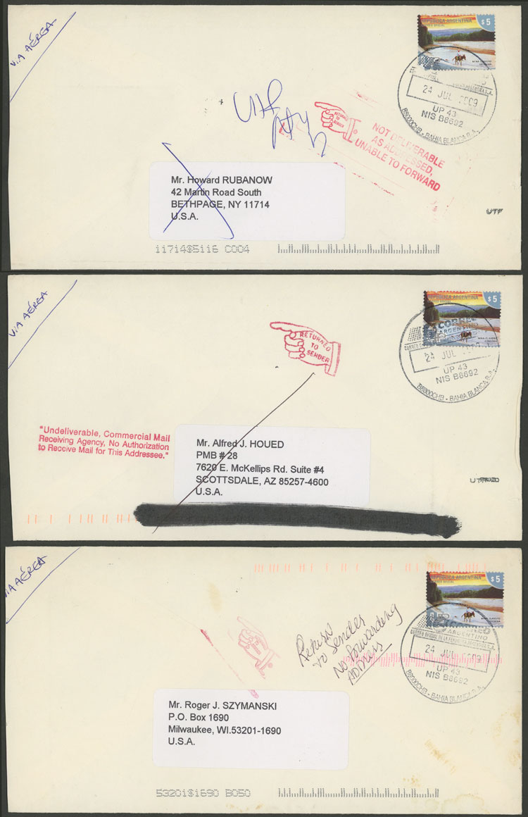 Lot 1247 - Argentina postal history -  Guillermo Jalil - Philatino Auction # 2203 ARGENTINA: General auction with large number of lots from all periods, in general with very low starts
