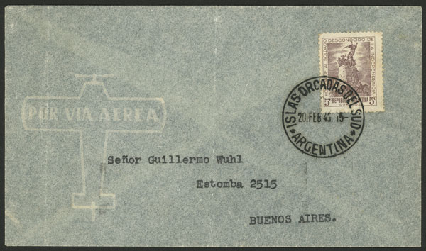 Lot 13 - ARGENTINE ANTARCTICA - ISLAS ORCADAS postal history -  Guillermo Jalil - Philatino Auction # 2203 ARGENTINA: General auction with large number of lots from all periods, in general with very low starts