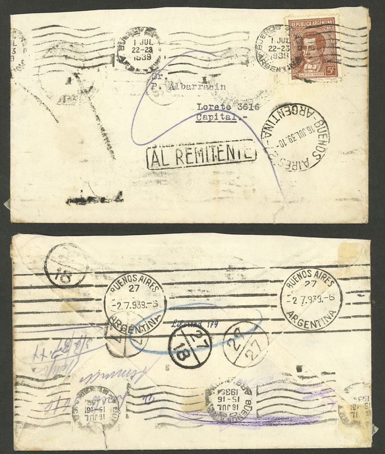 Lot 1744 - Argentina postal history - Guillermo Jalil - Philatino Auction # 2216 ARGENTINA: small but very attractive auction Lot 1744 - Argentina postal history - Guillermo Jalil - Philatino Auction # 2216 ARGENTINA: small but very attractive auction