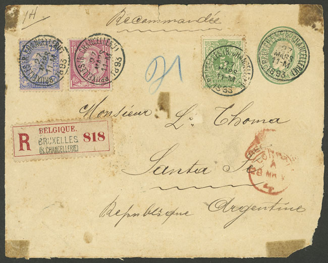 Lot 1410 - Belgium postal history -  Guillermo Jalil - Philatino Auction # 2222 WORLDWIDE + ARGENTINA: Special June auction!