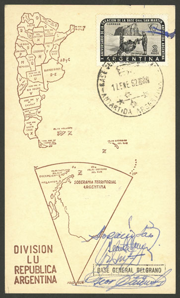 Lot 7 - argentine antarctica postal history -  Guillermo Jalil - Philatino Auction # 2223 ARGENTINA: 