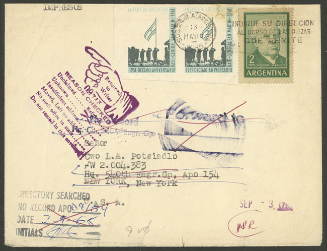 Lot 10 - argentine antarctica postal history -  Guillermo Jalil - Philatino Auction # 2223 ARGENTINA: 