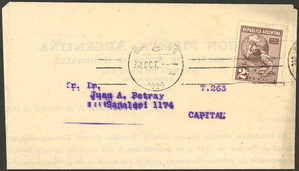 Lot 1346 - Argentina postal history - Guillermo Jalil - Philatino Auction # 2242 ARGENTINA: Lot 1346 - Argentina postal history - Guillermo Jalil - Philatino Auction # 2242 ARGENTINA: