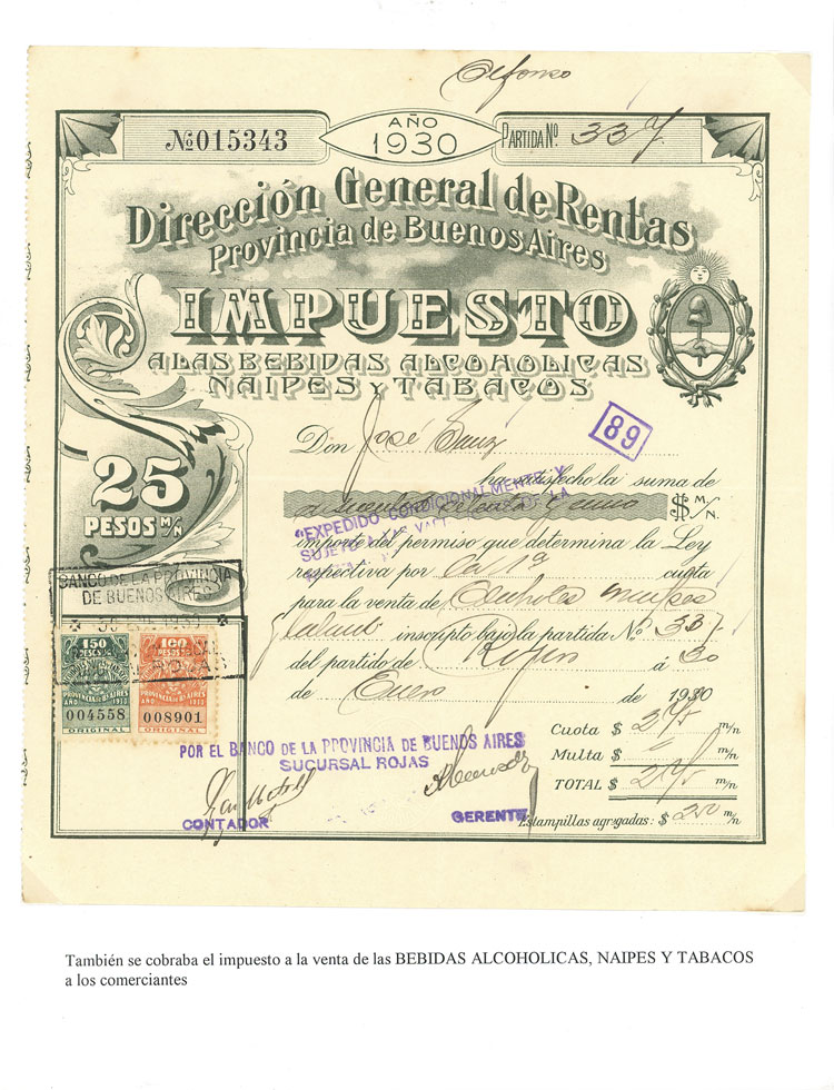 Lot 184 - Argentina revenue stamps -  Guillermo Jalil - Philatino Auction # 2305 ARGENTINA: Special February auction