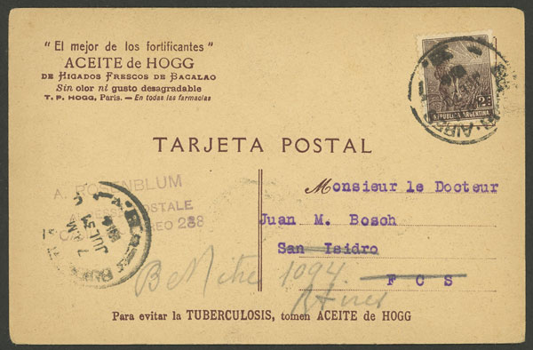 Lot 174 - Argentina postal history - Guillermo Jalil - Philatino Auction # 2307 ARGENTINA: Special March auction Lot 174 - Argentina postal history - Guillermo Jalil - Philatino Auction # 2307 ARGENTINA: Special March auction