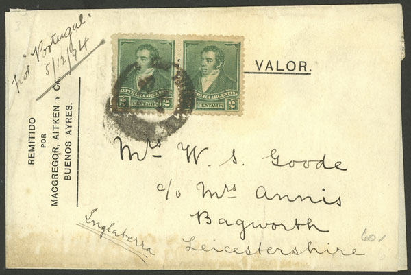 Lot 163 - Argentina postal history - Guillermo Jalil - Philatino Auction # 2307 ARGENTINA: Special March auction Lot 163 - Argentina postal history - Guillermo Jalil - Philatino Auction # 2307 ARGENTINA: Special March auction