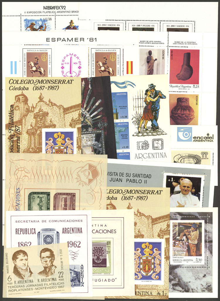 Lot 1105 - Argentina souvenir sheets -  Guillermo Jalil - Philatino Auction # 2311 ARGENTINA: very attractive auction