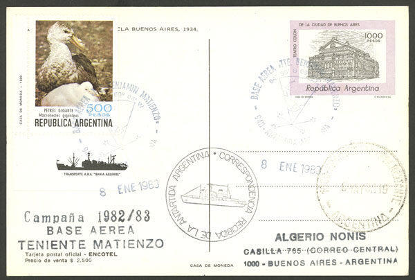 Lot 4 - argentine antarctica postal history -  Guillermo Jalil - Philatino Auction # 2315 ARGENTINA: 