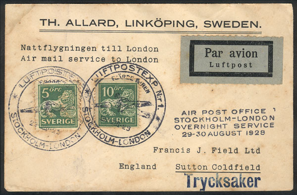 Lot 3220 - Sweden postal history -  Guillermo Jalil - Philatino Auction # 2317 WORLDWIDE + ARGENTINA: Special May auction