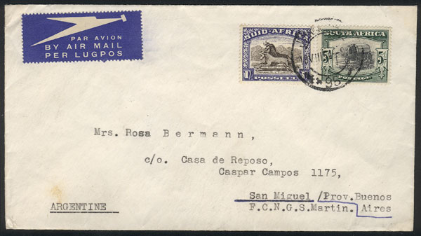 Lot 3206 - south africa postal history -  Guillermo Jalil - Philatino Auction # 2317 WORLDWIDE + ARGENTINA: Special May auction
