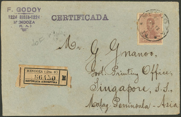 Lot 252 - Argentina postal history -  Guillermo Jalil - Philatino Auction # 2327 ARGENTINA: Special July auction
