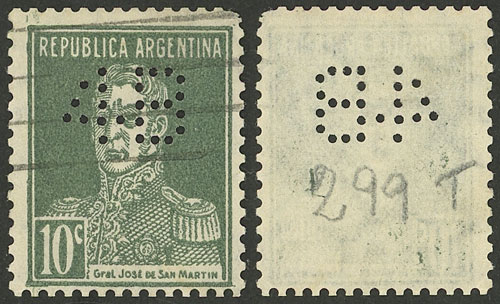 Lot 205 - Argentina perfins - Guillermo Jalil - Philatino Auction # 2328 ARGENTINA: Special July auction (second part) Lot 205 - Argentina perfins - Guillermo Jalil - Philatino Auction # 2328 ARGENTINA: Special July auction (second part)