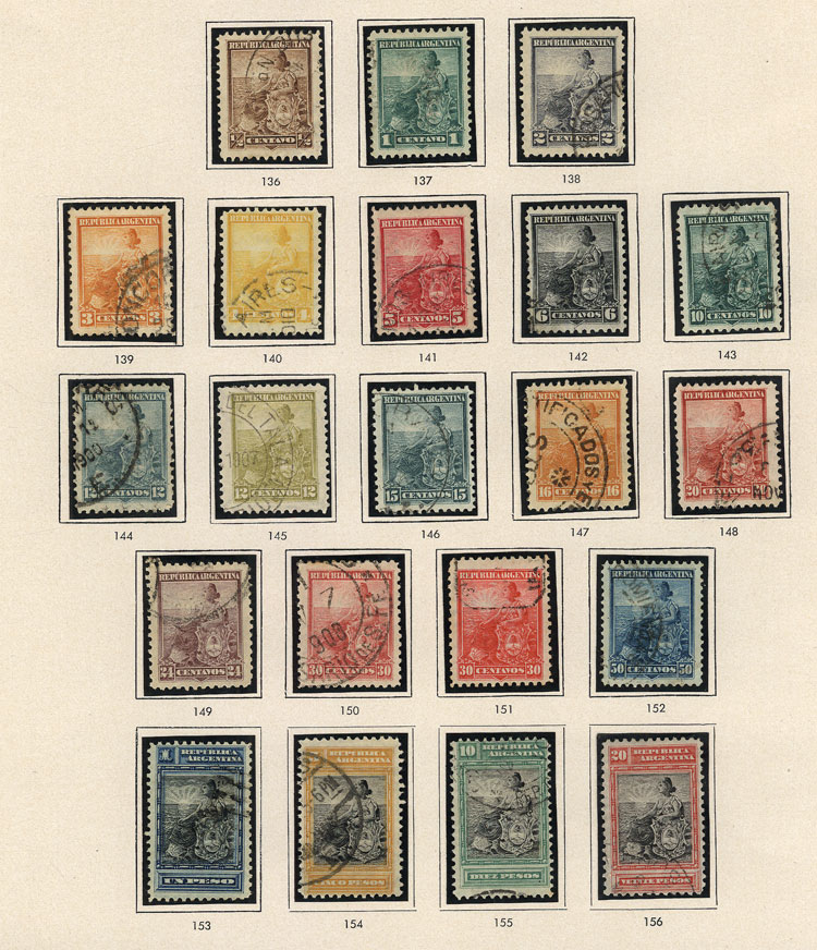Lot 174 - Argentina general issues -  Guillermo Jalil - Philatino Auction # 2339 ARGENTINA: Budget auction with very good material of all periods, including rarities!