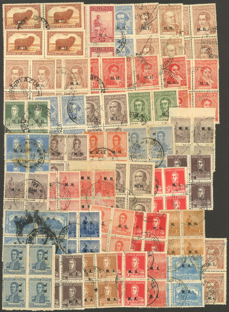 Lot 1301 - Argentina OFFICIAL STAMPS - LOTS -  Guillermo Jalil - Philatino Auction # 2339 ARGENTINA: Budget auction with very good material of all periods, including rarities!