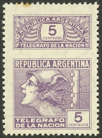 Lot 1309 - Argentina telegraph stamps -  Guillermo Jalil - Philatino Auction # 2339 ARGENTINA: Budget auction with very good material of all periods, including rarities!