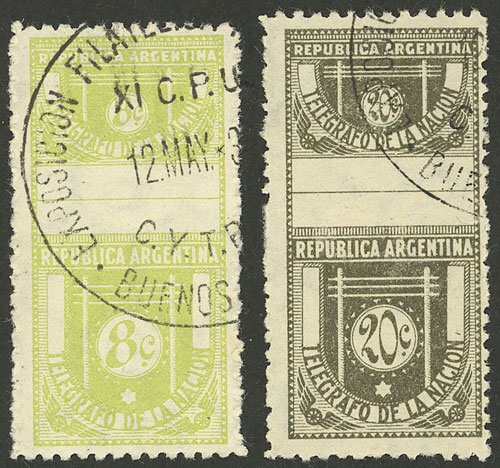 Lot 1311 - Argentina telegraph stamps -  Guillermo Jalil - Philatino Auction # 2339 ARGENTINA: Budget auction with very good material of all periods, including rarities!