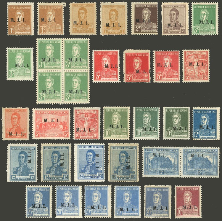 Lot 1224 - Argentina official stamps -  Guillermo Jalil - Philatino Auction # 2339 ARGENTINA: Budget auction with very good material of all periods, including rarities!