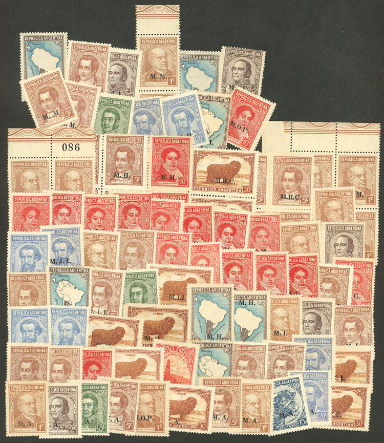 Lot 1306 - Argentina OFFICIAL STAMPS - LOTS -  Guillermo Jalil - Philatino Auction # 2339 ARGENTINA: Budget auction with very good material of all periods, including rarities!