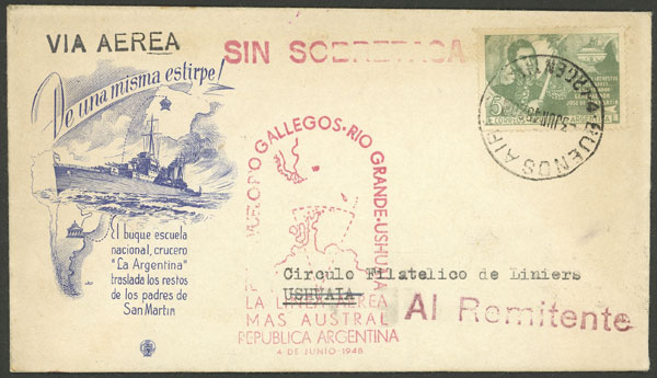 Lot 1268 - Argentina postal history -  Guillermo Jalil - Philatino Auction # 2332 ARGENTINA: General sale with lots at very low starts!