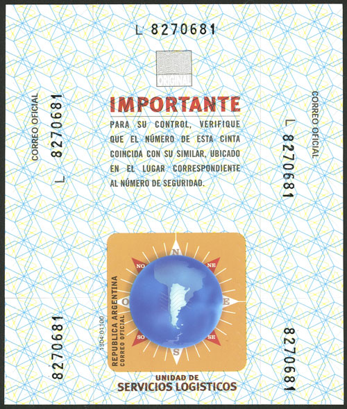 Lot 1219 - Argentina parcel post seals -  Guillermo Jalil - Philatino Auction # 2332 ARGENTINA: General sale with lots at very low starts!