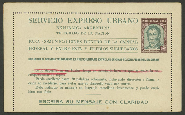 Lot 1316 - Argentina Postal stationery - Guillermo Jalil - Philatino Auction # 2335 ARGENTINA: General auction with very good material and very low starts! Lot 1316 - Argentina Postal stationery - Guillermo Jalil - Philatino Auction # 2335 ARGENTINA: General auction with very good material and very low starts!