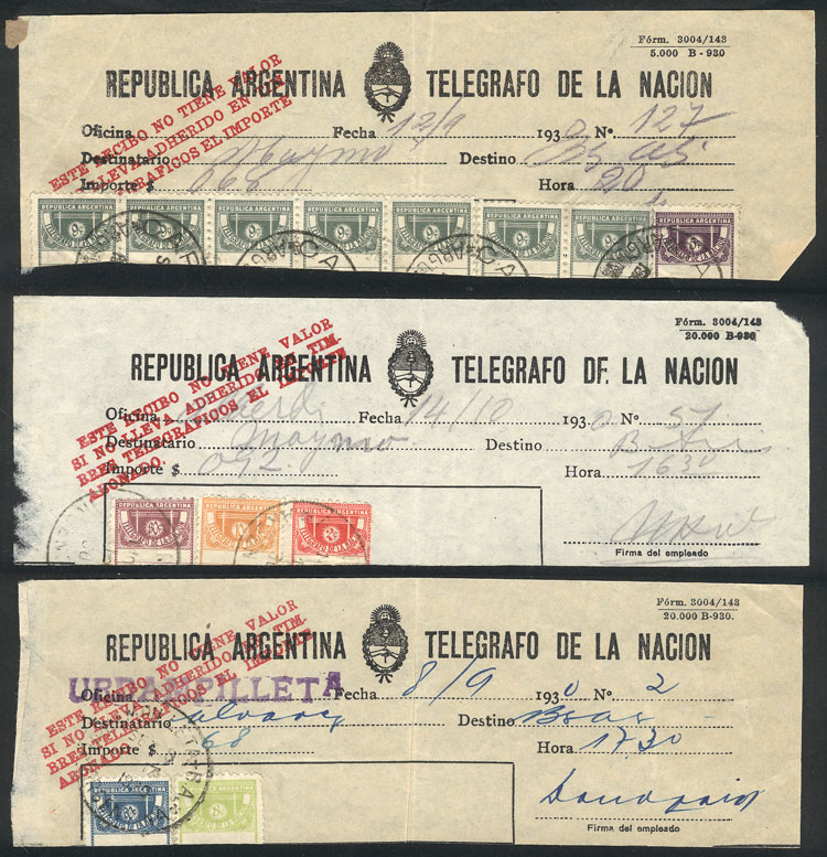 Lot 214 - Argentina telegraph stamps - Guillermo Jalil - Philatino Auction # 2338 ARGENTINA: Special October auction Lot 214 - Argentina telegraph stamps - Guillermo Jalil - Philatino Auction # 2338 ARGENTINA: Special October auction