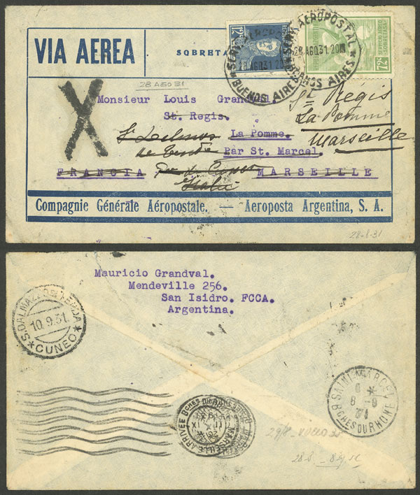 Lot 248 - Argentina POSTAL HISTORY - FLIGHTS - Guillermo Jalil - Philatino Auction # 2338 ARGENTINA: Special October auction Lot 248 - Argentina POSTAL HISTORY - FLIGHTS - Guillermo Jalil - Philatino Auction # 2338 ARGENTINA: Special October auction