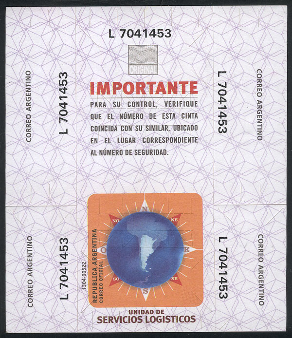 Lot 1328 - Argentina SEALS FOR PARCEL POSTS - Guillermo Jalil - Philatino Auction # 2339 ARGENTINA: General auction with material of all periods, including rarities Lot 1328 - Argentina SEALS FOR PARCEL POSTS - Guillermo Jalil - Philatino Auction # 2339 ARGENTINA: General auction with material of all periods, including rarities