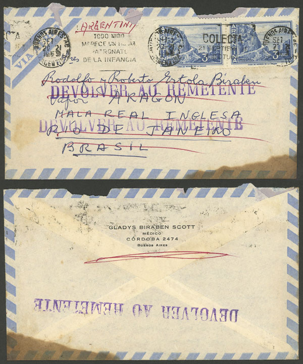 Lot 1474 - Argentina postal history - Guillermo Jalil - Philatino Auction # 2339 ARGENTINA: General auction with material of all periods, including rarities Lot 1474 - Argentina postal history - Guillermo Jalil - Philatino Auction # 2339 ARGENTINA: General auction with material of all periods, including rarities