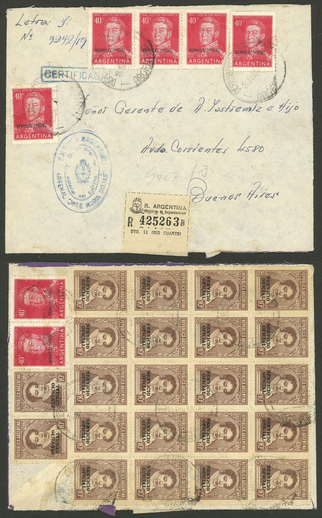 Lot 1291 - Argentina official stamps - postal history -  Guillermo Jalil - Philatino Auction # 2339 ARGENTINA: General auction with material of all periods, including rarities