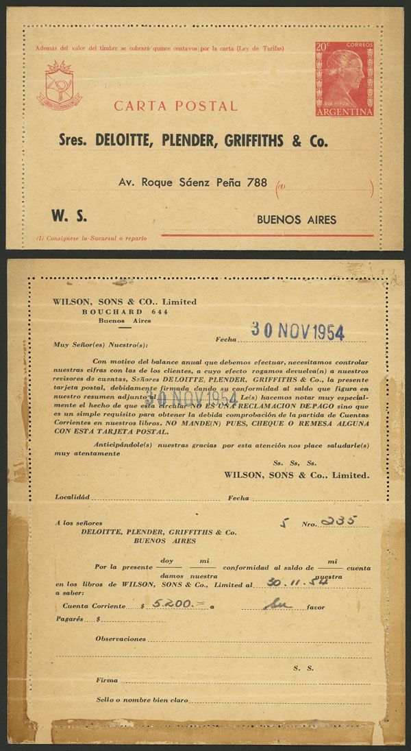 Lot 1381 - Argentina Postal stationery - Guillermo Jalil - Philatino Auction # 2339 ARGENTINA: General auction with material of all periods, including rarities Lot 1381 - Argentina Postal stationery - Guillermo Jalil - Philatino Auction # 2339 ARGENTINA: General auction with material of all periods, including rarities