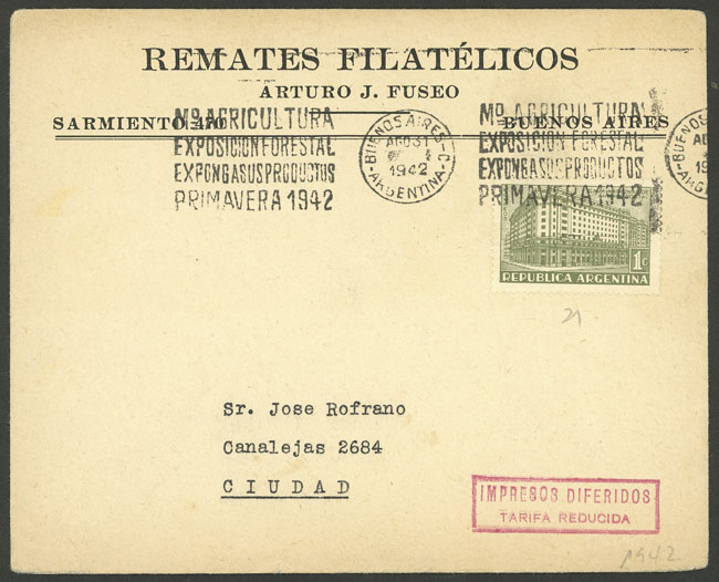 Lot 1433 - Argentina postal history - Guillermo Jalil - Philatino Auction # 2339 ARGENTINA: General auction with material of all periods, including rarities Lot 1433 - Argentina postal history - Guillermo Jalil - Philatino Auction # 2339 ARGENTINA: General auction with material of all periods, including rarities
