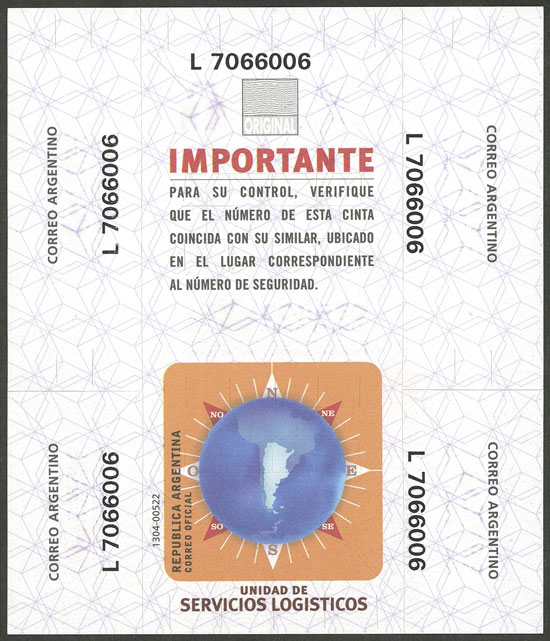 Lot 1148 - Argentina parcel post seals -  Guillermo Jalil - Philatino Auction # 2339 ARGENTINA: General auction with material of all periods, including rarities