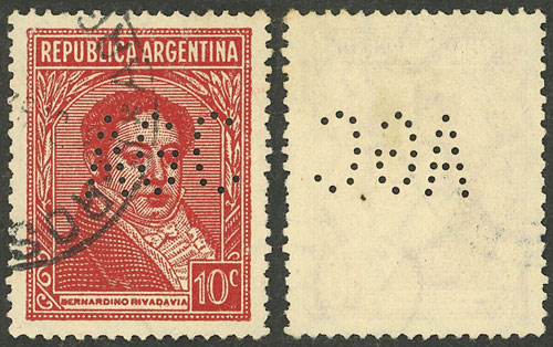 Lot 1336 - Argentina perfins - Guillermo Jalil - Philatino Auction # 2339 ARGENTINA: General auction with material of all periods, including rarities Lot 1336 - Argentina perfins - Guillermo Jalil - Philatino Auction # 2339 ARGENTINA: General auction with material of all periods, including rarities