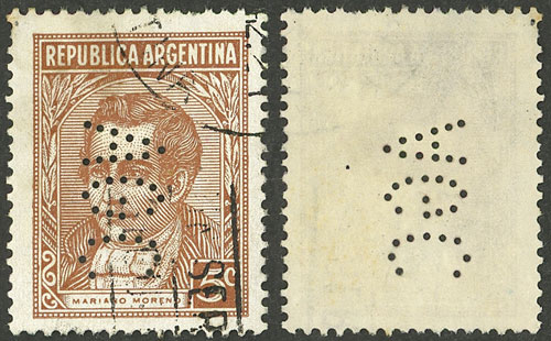 Lot 1335 - Argentina perfins - Guillermo Jalil - Philatino Auction # 2339 ARGENTINA: General auction with material of all periods, including rarities Lot 1335 - Argentina perfins - Guillermo Jalil - Philatino Auction # 2339 ARGENTINA: General auction with material of all periods, including rarities