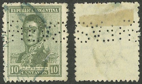 Lot 1337 - Argentina perfins - Guillermo Jalil - Philatino Auction # 2339 ARGENTINA: General auction with material of all periods, including rarities Lot 1337 - Argentina perfins - Guillermo Jalil - Philatino Auction # 2339 ARGENTINA: General auction with material of all periods, including rarities