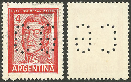 Lot 1343 - Argentina perfins - Guillermo Jalil - Philatino Auction # 2339 ARGENTINA: General auction with material of all periods, including rarities Lot 1343 - Argentina perfins - Guillermo Jalil - Philatino Auction # 2339 ARGENTINA: General auction with material of all periods, including rarities