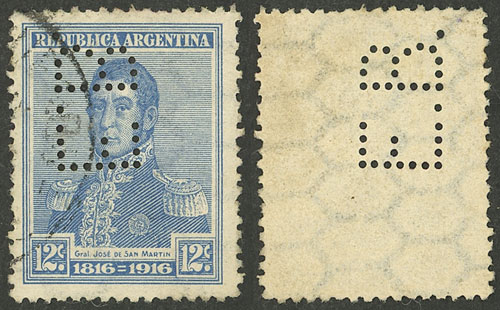 Lot 1346 - Argentina perfins - Guillermo Jalil - Philatino Auction # 2339 ARGENTINA: General auction with material of all periods, including rarities Lot 1346 - Argentina perfins - Guillermo Jalil - Philatino Auction # 2339 ARGENTINA: General auction with material of all periods, including rarities