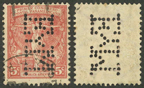 Lot 1347 - Argentina perfins - Guillermo Jalil - Philatino Auction # 2339 ARGENTINA: General auction with material of all periods, including rarities Lot 1347 - Argentina perfins - Guillermo Jalil - Philatino Auction # 2339 ARGENTINA: General auction with material of all periods, including rarities