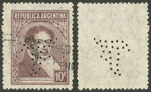 Lot 1350 - Argentina perfins - Guillermo Jalil - Philatino Auction # 2339 ARGENTINA: General auction with material of all periods, including rarities Lot 1350 - Argentina perfins - Guillermo Jalil - Philatino Auction # 2339 ARGENTINA: General auction with material of all periods, including rarities