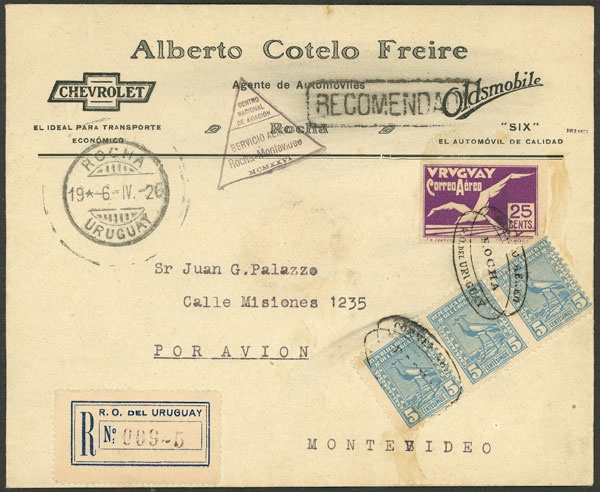 Lot 146 - Uruguay POSTAL HISTORY - FLIGHTS -  Guillermo Jalil - Philatino Auction # 2340 URUGUAY: Special October auction